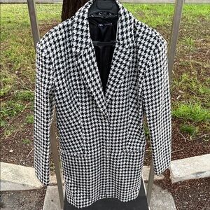 Zara Black and White Houndstooth Dress